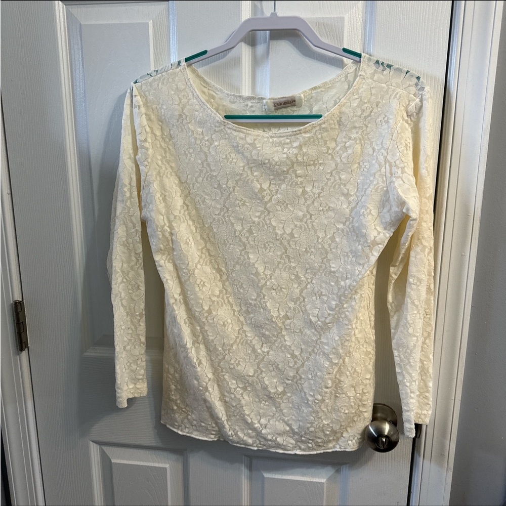 Ellen Ashley vintage Cream Lace Long Sleeve Top women's small/medium